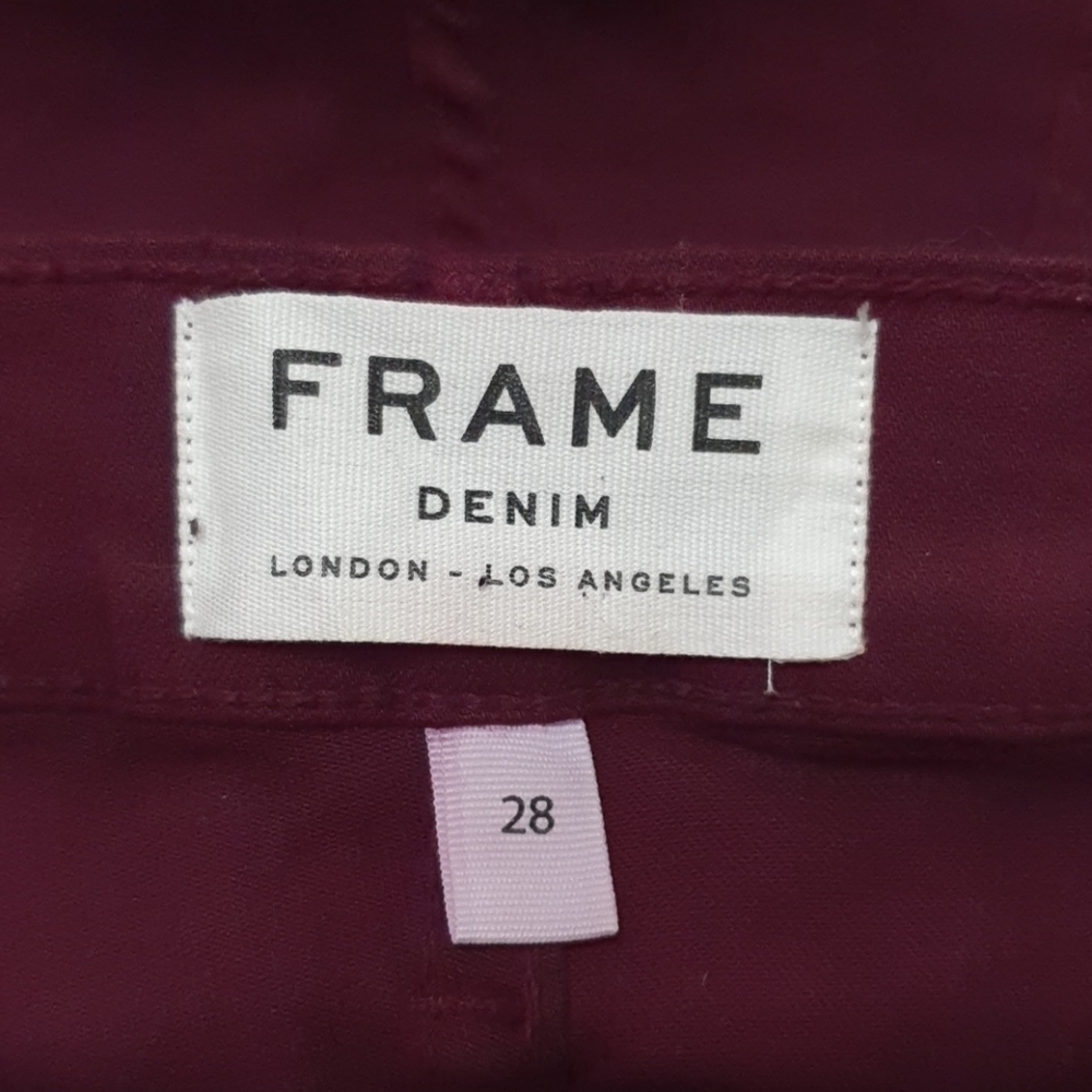 FRAME Midrise Distress Burgundy Funky Skinny Jeans - Picture 7 of 10